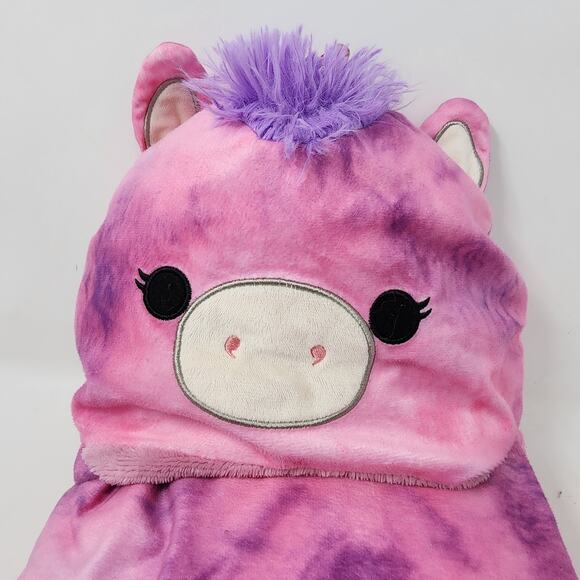 Squishmallow Hooded Throw Blanket Lola Pink Unicorn 48 x 30" Tie Dye Plush - Picture 2 of 7